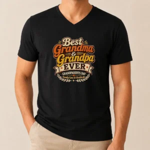 Hot Grandparents Day Vintage Best Grandma Grandpa V-Neck Shirt