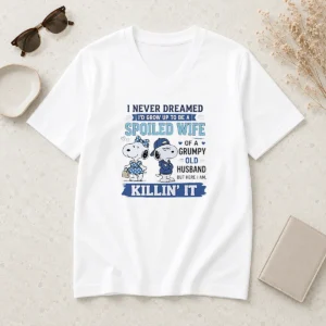 Awesome Snoopy Spoiled Wife Of A Grumpy Old Husband Killin It V-Neck Shirt