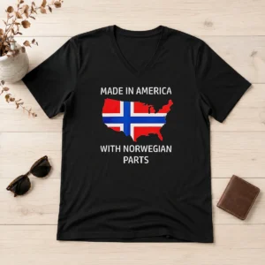 Premium Made In America With Norwegian Parts V Neck Shirt in classic fit with short sleeves