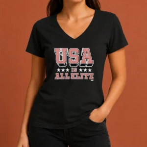 Nice Premium USA Is All Elite AEW Wrestling Promotional Logo V-Neck Shirt