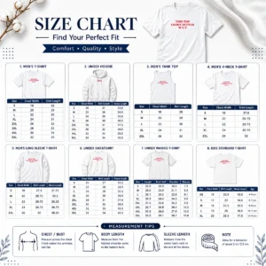 Size chart for Hot This Top Looks Better Wet showing measurements in inches and centimeters