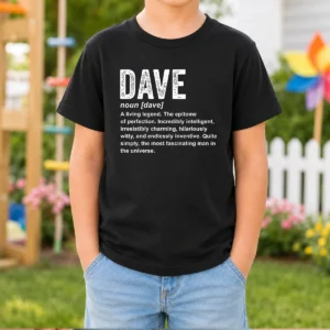 Hot Personalized Definition Funny Dave Kids T Shirt featuring a playful custom name design on a comfortable cotton fabric
