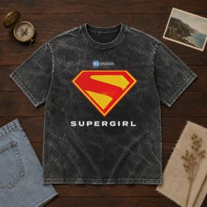 Premium Supergirl DC Studios Logo Washed T-Shirt