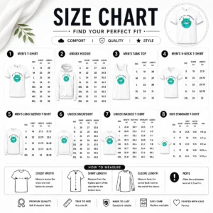 Size chart for Top Neighbors From Woot! with measurements in inches and centimeters
