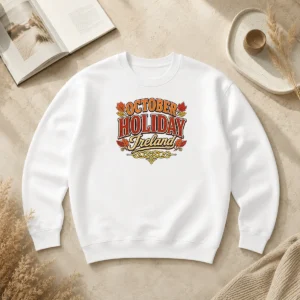 Original Pretty October Holiday Ireland Cozy Fall Typography Sweater