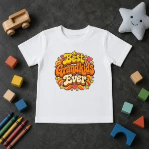 Nice Best Grandkids Ever Vintage Style kids t shirt in soft cotton with retro font design for children