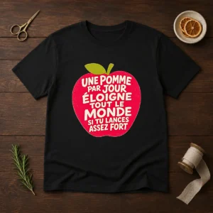 Official Une Pomme Par Jour Eloigne Tout Le Monde Si Tu Lances Assez Fort Humor