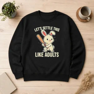 Nice Rabbit Holding Baseball Bat Let'S Settle This Like Adults Sweater