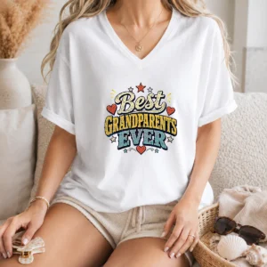 Awesome Best Grandparents Ever Retro Distressed V-Neck Shirt