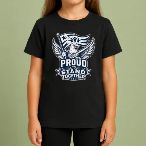 Funny Proud To Stand Together Eagle Line Art Kids T-Shirt
