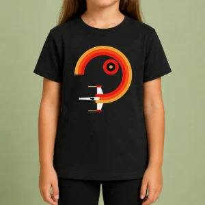Official Awesome Star Wars X Wing Retro Sunset Spiral Circle Kids T-Shirt