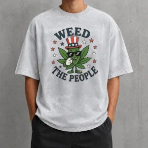 Awesome Nice Weed The People Cannabis Uncle Sam Character Patriotic Leaf Symbol Washed T-Shirt