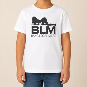 Funny BLM Bang Local Milfs Kids T Shirt in bright colors, short sleeve cotton tee for children