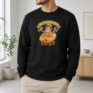 Pretty Labour Day Proud Worker Cartoon For Hardworking Heroes Sweater featuring a cozy crewneck design with vibrant cartoon print