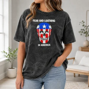Awesome Pretty Fear And Loathing In America Skull Swastika Eyes Washed T-Shirt