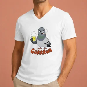 Premium Angry Pigeon With Beer And Cigarette V-Neck Shirt