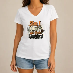 Premium Pretty Halloween Coffee Skeleton Girl Typography V-Neck Shirt