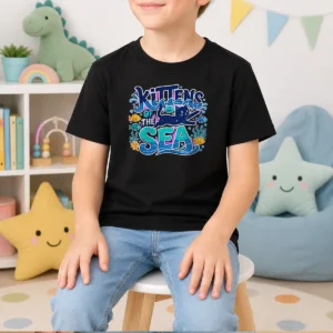 Official Kittens Of The Sea Typography Kids T-Shirt