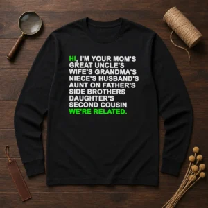 Pretty Hi I'M Your Mom'S Great Uncle'S Wife'S Grandma'S Niece'S Husband'S long sleeve shirt in white, front view