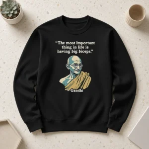 Nice Gandhi Important Quote Sweater featuring a cozy crewneck design with a meaningful Gandhi quote printed on the front