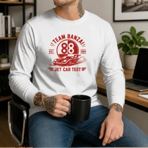 Premium Jet Car Test Long Sleeve Shirt in black, displayed on a flat lay with visible sleeve length and fabric texture