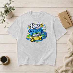 Happy Good Back To School Ready To Shine Typography Washed T-Shirt