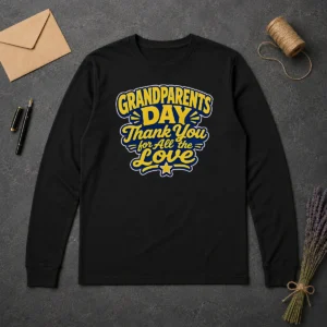 Pretty Grandparents Day Thank You Cartoon Typography Long Sleeve Shirt