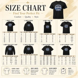 Size chart for Pretty Top Grandparents Day Legendary Since Day One Y2K with measurements in inches and cm