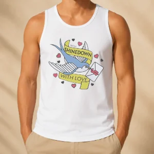 Nice Original From Shinedown With Love Swallow Bird Carrying Letter Rock Music Tank Top