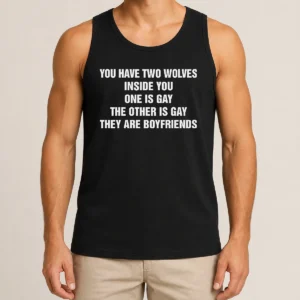 Premium You Have Two Wolves Inside You One Is Gay The Other Is Gay They Are Boyfriends Text Tank Top