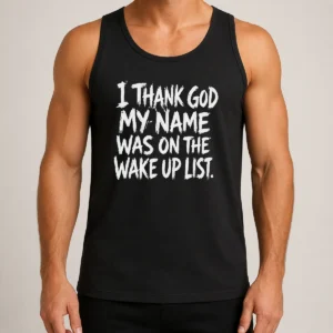 Awesome I Thank God My Name Was On The Wake Up List Tank Top