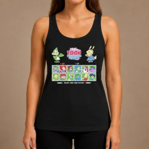 Funny Plucky Rocko Darkwing Duck Ren Stimpy Doug Tommy Pickles Pinky The Tick Bart Goku 90s Toon Throwdown Select Your Toon Fighter Tank Top