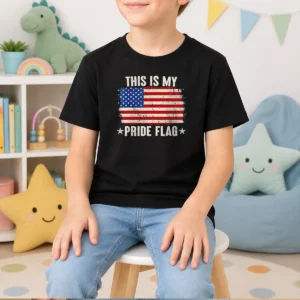 Nice This Is My Pride Flag United States Of America Patriotic National Flag Kids T-Shirt