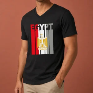 Good Egypt Flag Eagle Coat Of Arms V Neck Shirt featuring detailed eagle emblem on a comfortable v neck garment