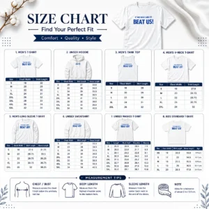 Size chart for Premium If You Dont Like US Beat US with measurements in inches and cm