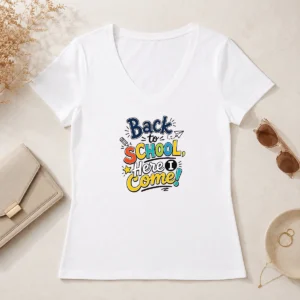 Good Premium Back To School Here I Come Line Art V-Neck Shirt