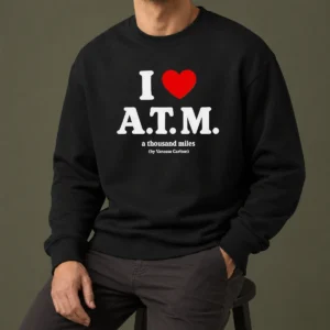 Good Official I Love ATM A Thousand Miles By Vanessa Carlton Sweater in charcoal gray, cozy long-sleeve pullover