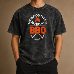 Nice My Blood Type Is BBQ Washed T-Shirt