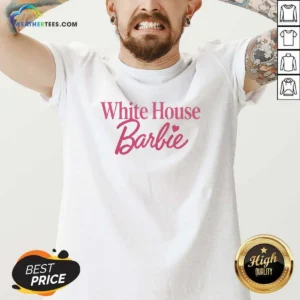 Top White House Barbie V Neck Shirt in white, featuring a flattering V neckline and soft fabric