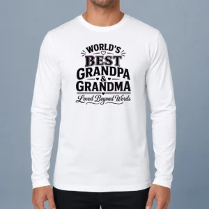 Nice Original Grandparents Day Line Art Loved Beyond Words Long Sleeve Shirt front view in soft fabric