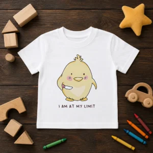 Top Yellow Chick Holding Knife I Am At My Limit Kids T-Shirt