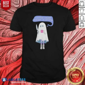 Premium Good Ghost Holding Coffee Cause Murder Is Wrong shirt optimized in classic fit cotton tee