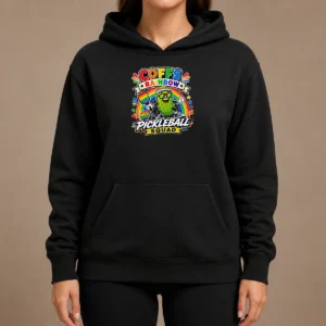 Nice Vibrant Coffs Rainbow Pickleball Enthusiast Hoodie