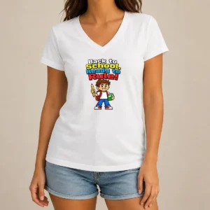Top Pretty Back To School Pixel V-Neck Shirt