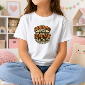 Hot Grandparents Day Vintage Heartbeat Tribute Kids T-Shirt