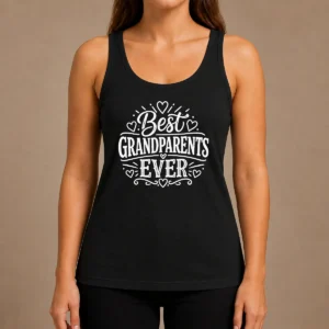 Perfect Happy Best Grandparents Ever Line Art Tank Top in soft cotton fabric with minimalist line art design
