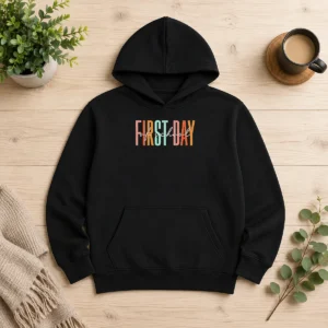 Pretty First Day Of School Retro Typography Teacher Hoodie