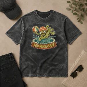 Nice Top Vintage Brain Muncher Splash Survivor Washed T-Shirt