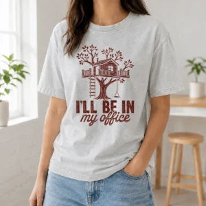 Awesome Treehouse Office I'Ll Be In My Office Washed T-Shirt