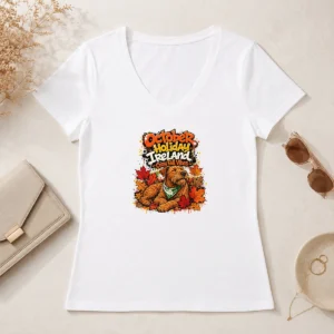Official Nice October Holiday Ireland Cozy Fall Graffiti V-Neck Shirt